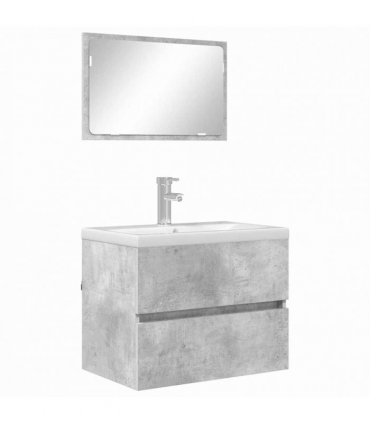vidaXL Bathroom Furniture Set Concrete Grey 60 x 38.3 x 45 cm