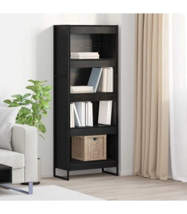 vidaXL Book Cabinet Black Oak 60 x 30 x 155 cm Engineered Wood