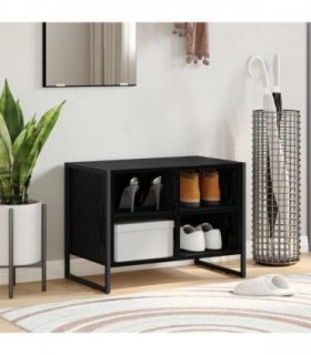 vidaXL Shoe Cabinet Black Oak 60 x 35 x 44 cm Engineered Wood