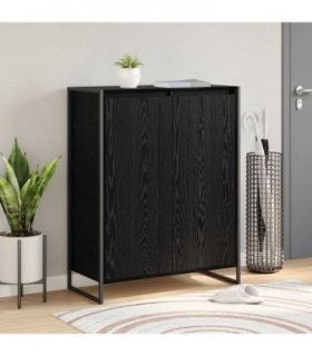 vidaXL Shoe Cabinet Black Oak 79 x 36 x 100 cm Engineered Wood