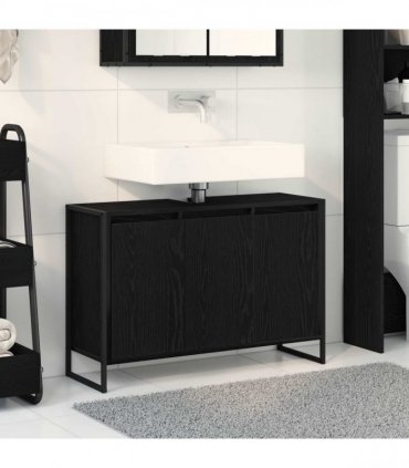 vidaXL Bathroom Cabinet Black Oak 90 x 30 x 60 cm Engineered Wood