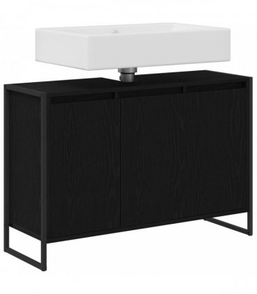 vidaXL Bathroom Cabinet Black Oak 90 x 30 x 60 cm Engineered Wood