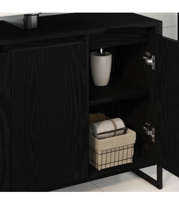 vidaXL Bathroom Cabinet Black Oak 90 x 30 x 60 cm Engineered Wood