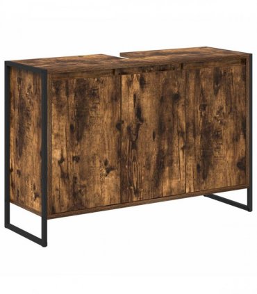 vidaXL Bathroom Cabinet Smoke Oak 90 x 30 x 60 cm Engineered Wood — Colour: Smoked oak