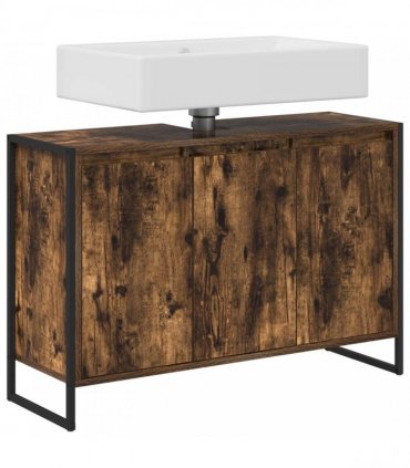 vidaXL Bathroom Cabinet Smoke Oak 90 x 30 x 60 cm Engineered Wood — Colour: Smoked oak