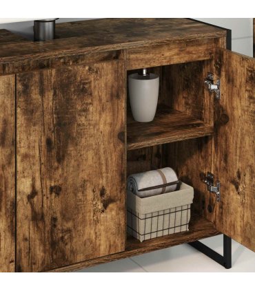 vidaXL Bathroom Cabinet Smoke Oak 90 x 30 x 60 cm Engineered Wood — Colour: Smoked oak