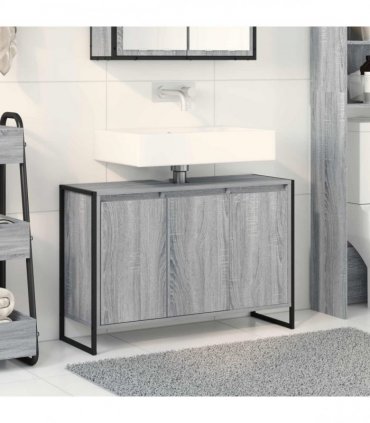 vidaXL Bathroom Cabinet Grey Sonoma 90 x 30 x 60 cm Engineered Wood