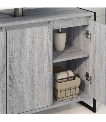 vidaXL Bathroom Cabinet Grey Sonoma 90 x 30 x 60 cm Engineered Wood