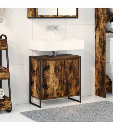 vidaXL Bathroom Cabinet Smoke Oak 60 x 30 x 60 cm Engineered Wood — Colour: Smoked oak