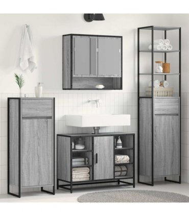 vidaXL Bathroom Cabinet Grey Sonoma 40 x 30 x 180 cm Engineered Wood