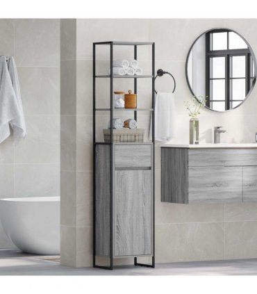 vidaXL Bathroom Cabinet Grey Sonoma 40 x 30 x 180 cm Engineered Wood