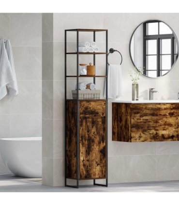 vidaXL Bathroom Cabinet Smoke Oak 40 x 30 x 180 cm Engineered Wood — Colour: Smoked oak