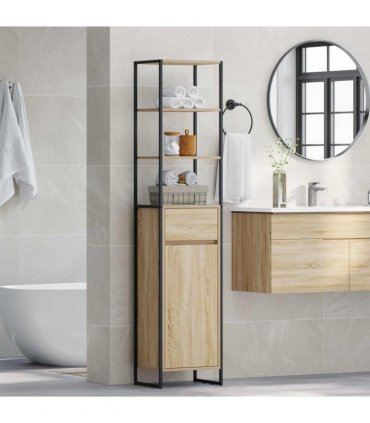 vidaXL Bathroom Cabinet Sonoma 40 x 30 x 180 cm Engineered Wood — Colour: Sonoma oak