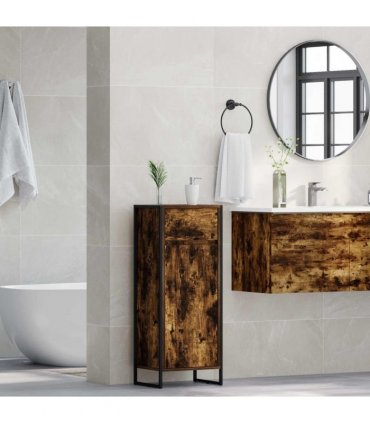 vidaXL Bathroom Cabinet Smoke Oak 40 x 30 x 100 cm Engineered Wood — Colour: Smoked oak