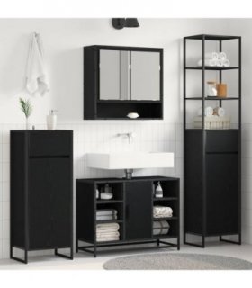 vidaXL Bathroom Cabinet Black Oak 40 x 30 x 100 cm Engineered Wood