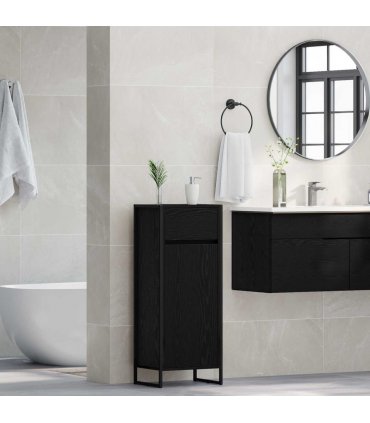 vidaXL Bathroom Cabinet Black Oak 40 x 30 x 100 cm Engineered Wood