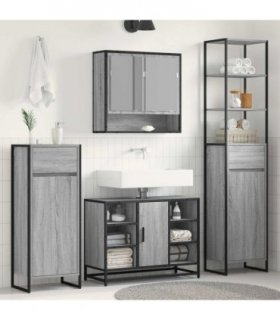 vidaXL Bathroom Cabinet Grey Sonoma 40 x 30 x 100 cm Engineered Wood