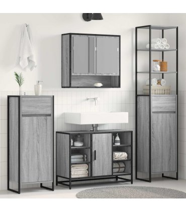 vidaXL Bathroom Cabinet Grey Sonoma 40 x 30 x 100 cm Engineered Wood