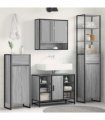 vidaXL Bathroom Cabinet Grey Sonoma 40 x 30 x 100 cm Engineered Wood