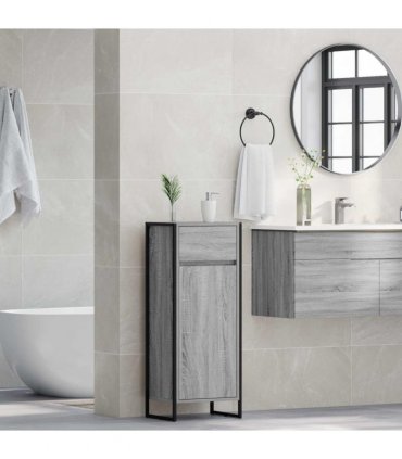 vidaXL Bathroom Cabinet Grey Sonoma 40 x 30 x 100 cm Engineered Wood