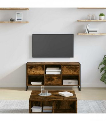 vidaXL TV Cabinet Smoke Oak 100 x 36 x 49.5 cm Engineered Wood — Colour: Smoked oak