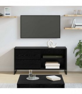 vidaXL TV Cabinet Black Oak 100 x 36 x 49.5 cm Engineered Wood — V0672066177