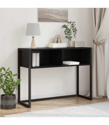 vidaXL End Table Black Oak 100 x 36 x 75 cm Engineered Wood