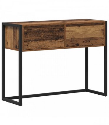 vidaXL End Table with Drawer Old Wood 100 x 36 x 75 cm Engineered Wood