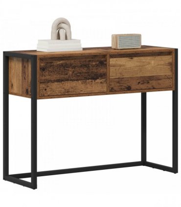 vidaXL End Table with Drawer Old Wood 100 x 36 x 75 cm Engineered Wood