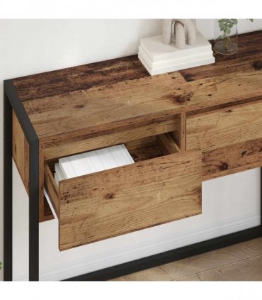 vidaXL End Table with Drawer Old Wood 100 x 36 x 75 cm Engineered Wood