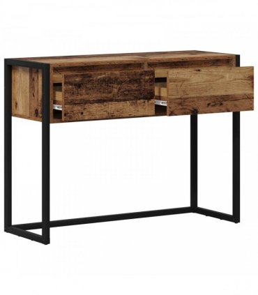 vidaXL End Table with Drawer Old Wood 100 x 36 x 75 cm Engineered Wood