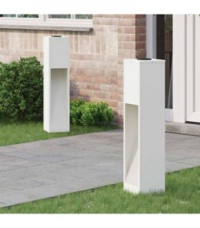 vidaXL Solar Led Pathway Light 2 pcs White Cold Rolled Steel — Size: 18 x 18 x 80 cm
