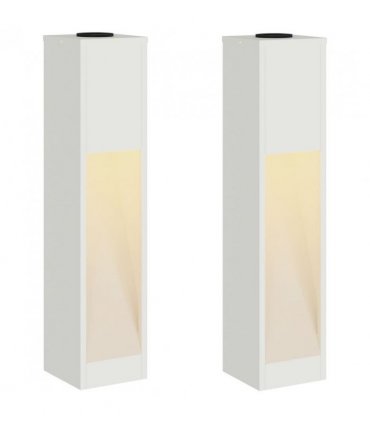 vidaXL Solar Led Pathway Light 2 pcs White Cold Rolled Steel — Size: 18 x 18 x 80 cm