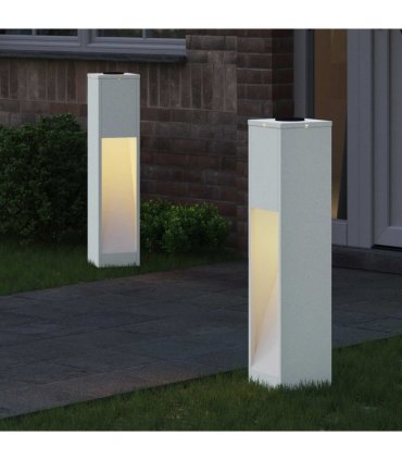 vidaXL Solar Led Pathway Light 2 pcs White Cold Rolled Steel — Size: 18 x 18 x 80 cm