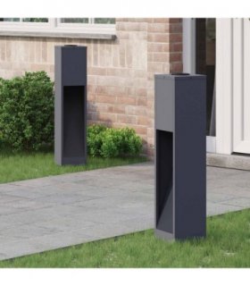 vidaXL Solar Led Pathway Light 2 pcs Anthracite Cold Rolled Steel — Size: 18 x 18 x 80 cm