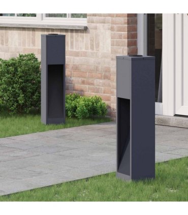 vidaXL Solar Led Pathway Light 2 pcs Anthracite Cold Rolled Steel — Size: 18 x 18 x 80 cm