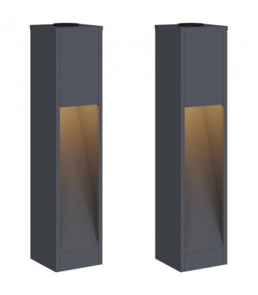vidaXL Solar Led Pathway Light 2 pcs Anthracite Cold Rolled Steel — Size: 18 x 18 x 80 cm
