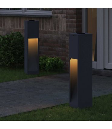vidaXL Solar Led Pathway Light 2 pcs Anthracite Cold Rolled Steel — Size: 18 x 18 x 80 cm