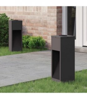 vidaXL Solar Led Pathway Light 2 pcs Black Cold Rolled Steel — Size: 18 x 18 x 50 cm