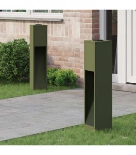 vidaXL Solar Led Pathway Light 2 pcs Olive Green Cold Rolled Steel — Size: 18 x 18 x 80 cm