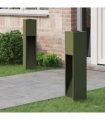 vidaXL Solar Led Pathway Light 2 pcs Olive Green Cold Rolled Steel — Size: 18 x 18 x 80 cm