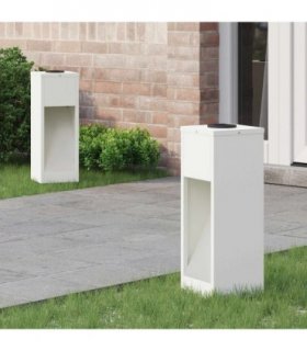 vidaXL Solar Led Pathway Light 2 pcs White Cold Rolled Steel — Size: 18 x 18 x 50 cm