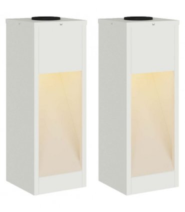 vidaXL Solar Led Pathway Light 2 pcs White Cold Rolled Steel — Size: 18 x 18 x 50 cm