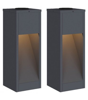 vidaXL Solar Led Pathway Light 2 pcs Anthracite Cold Rolled Steel — Size: 18 x 18 x 50 cm