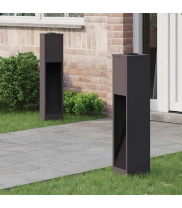 vidaXL Solar Led Pathway Light 2 pcs Black Cold Rolled Steel — Size: 18 x 18 x 80 cm