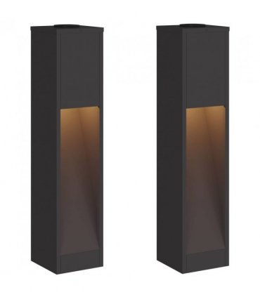 vidaXL Solar Led Pathway Light 2 pcs Black Cold Rolled Steel — Size: 18 x 18 x 80 cm