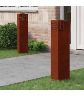 vidaXL Solar LED Pathway Light 2 pcs Bronze Weathering Steel — Size: 18 x 18 x 80 cm