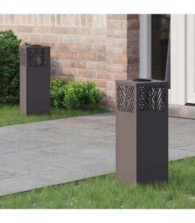 vidaXL Solar LED Pathway Light 2 pcs Black Cold Rolled Steel — Size: 18 x 18 x 50 cm — V0672066276