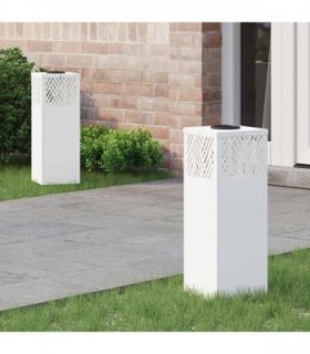 vidaXL Solar LED Pathway Light 2 pcs White Cold Rolled Steel — Size: 18 x 18 x 50 cm — V0672066284