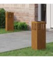vidaXL Solar LED Pathway Light 2 pcs Bronze Weathering Steel — Size: 18 x 18 x 50 cm